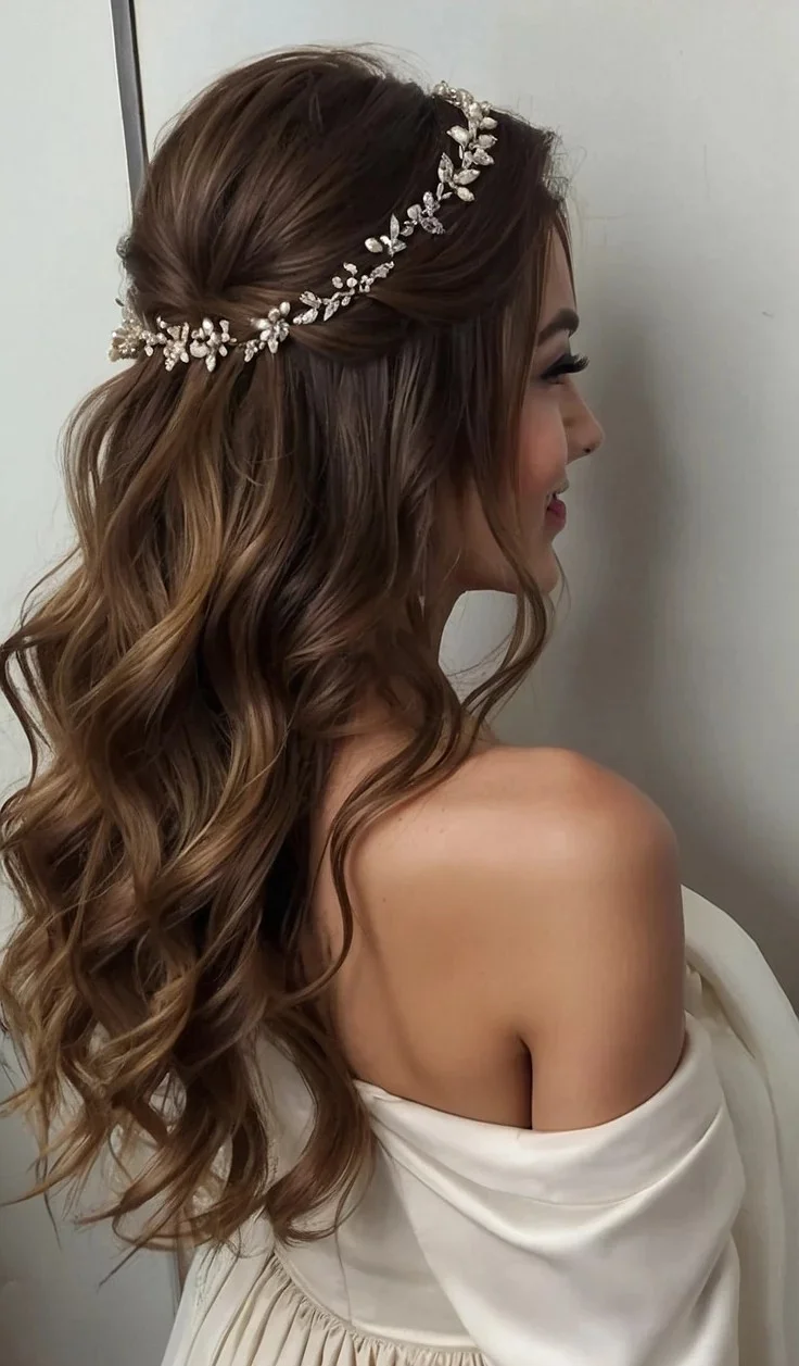 Ethereal Vine-Adorned Half-Up Style
