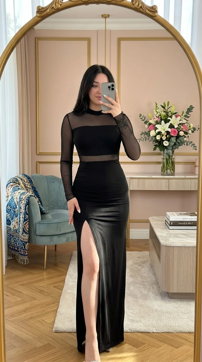 Sheer Mesh Sophistication Maxi Skirt