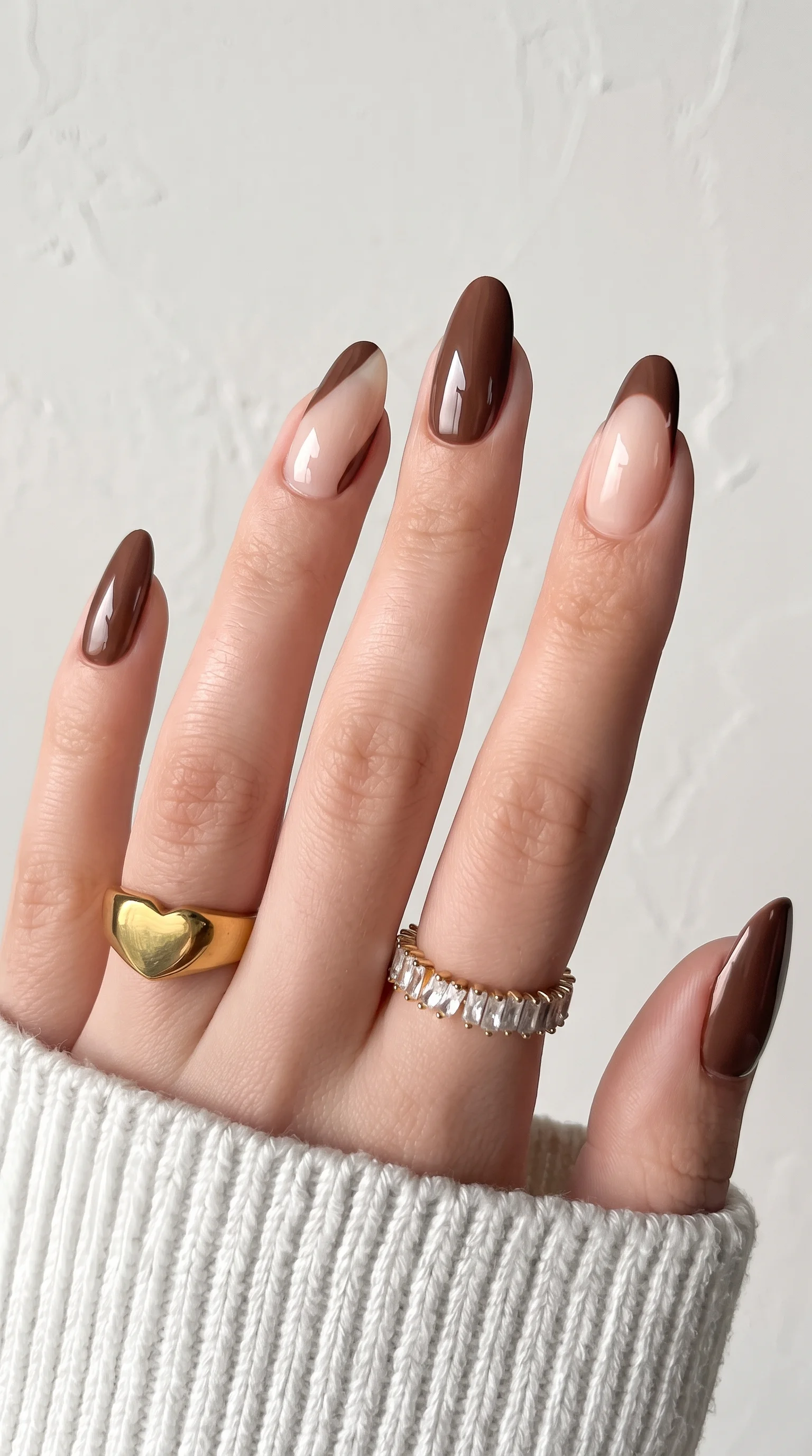 Swirl & French Tip Chocolate Fall Nail Inspo