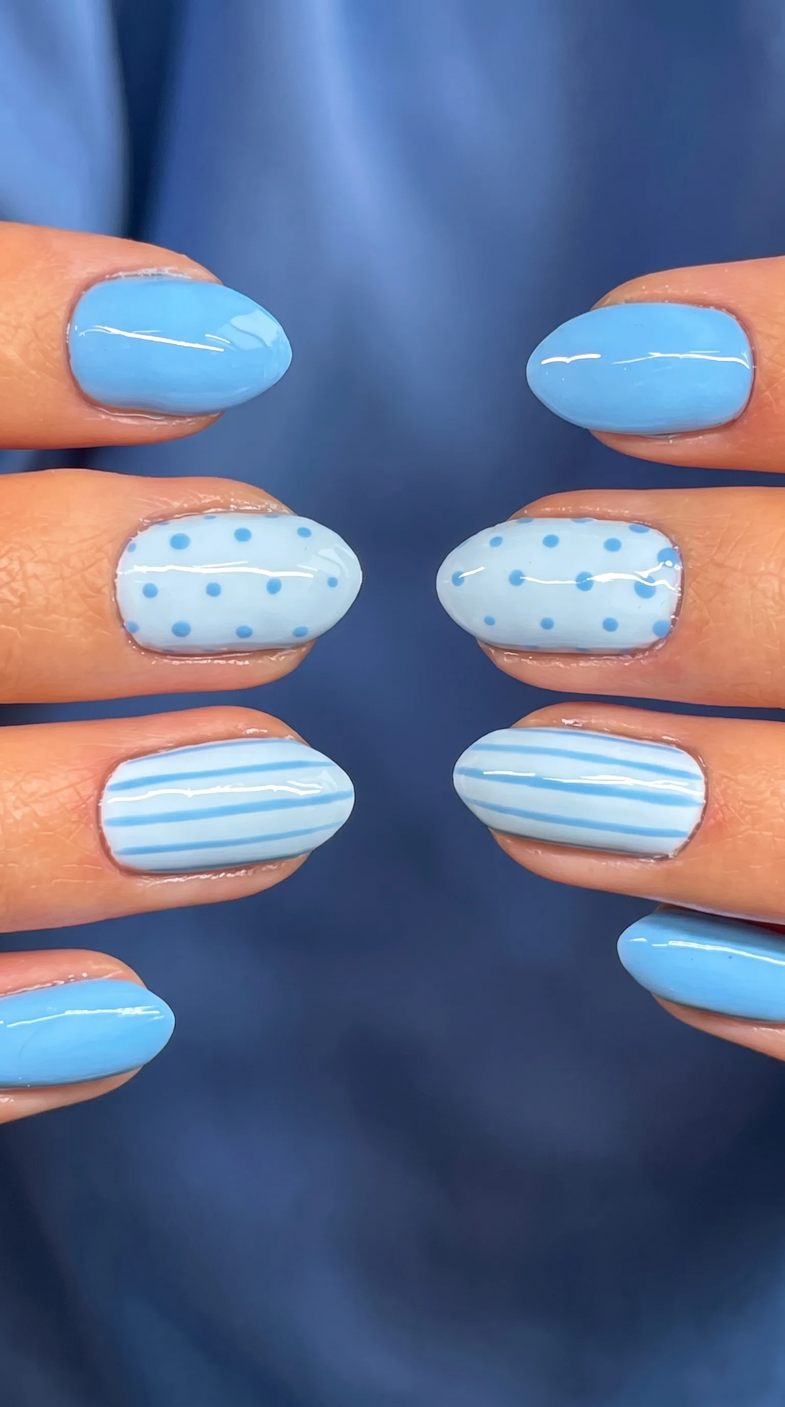 The Harmonious Blue Pattern Mix August Nails