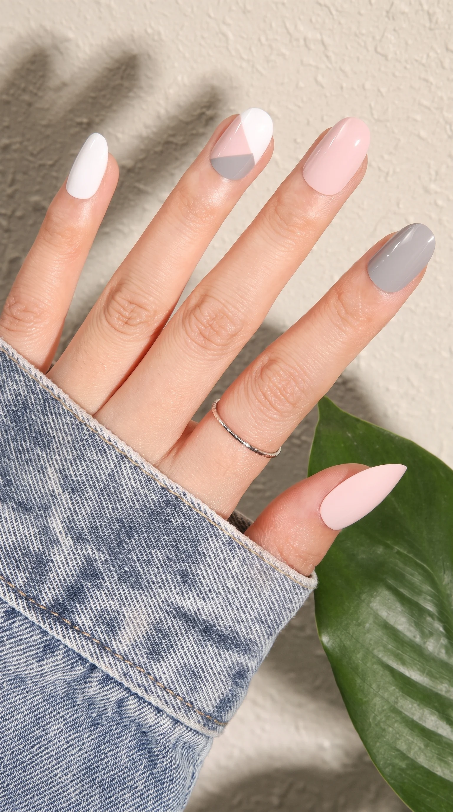 The Modern Neutral Color-Block Summer Nail Inspo