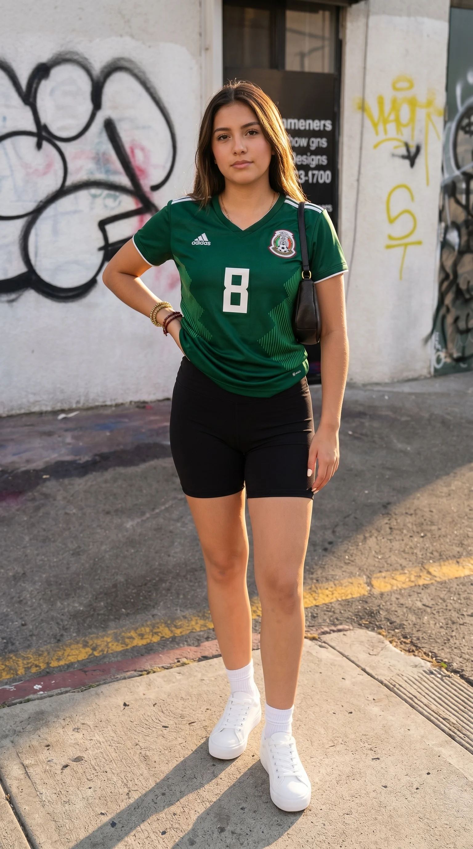 Bold & Sporty with Bicycle Shorts & Chunky Sneakers