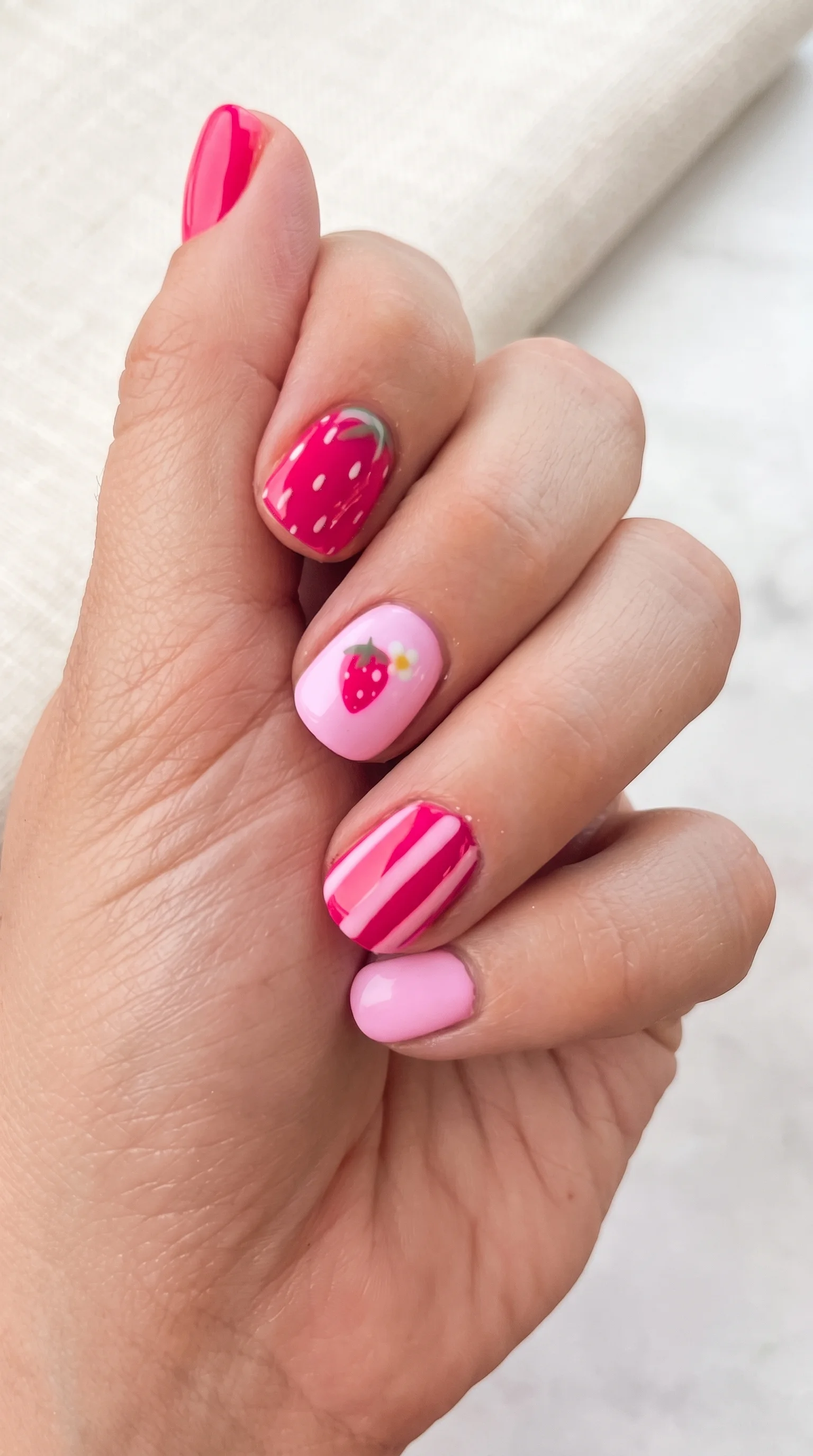 The Sweet Strawberry Patch Cute August Nails