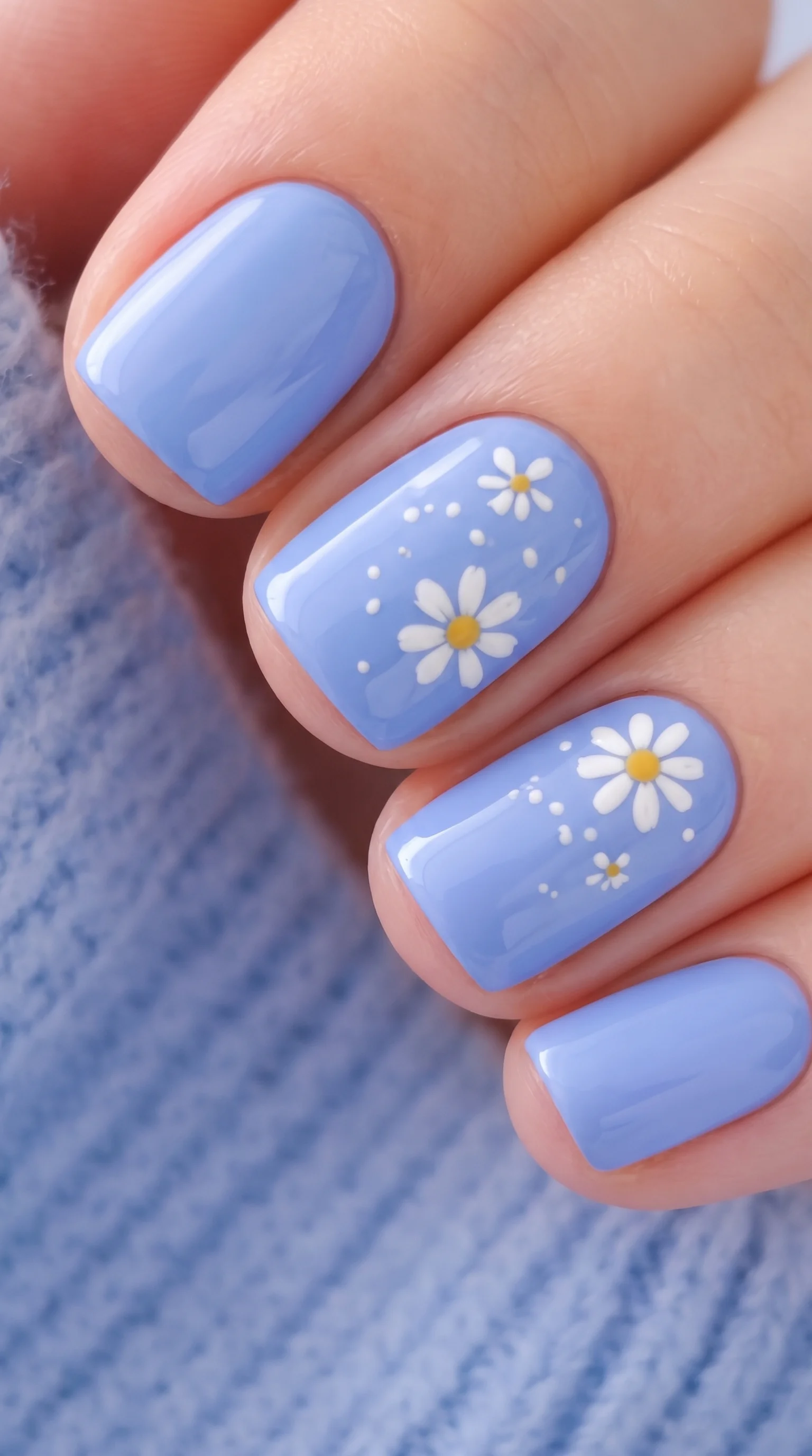 The Serene Daisy Meadow August Nail idea