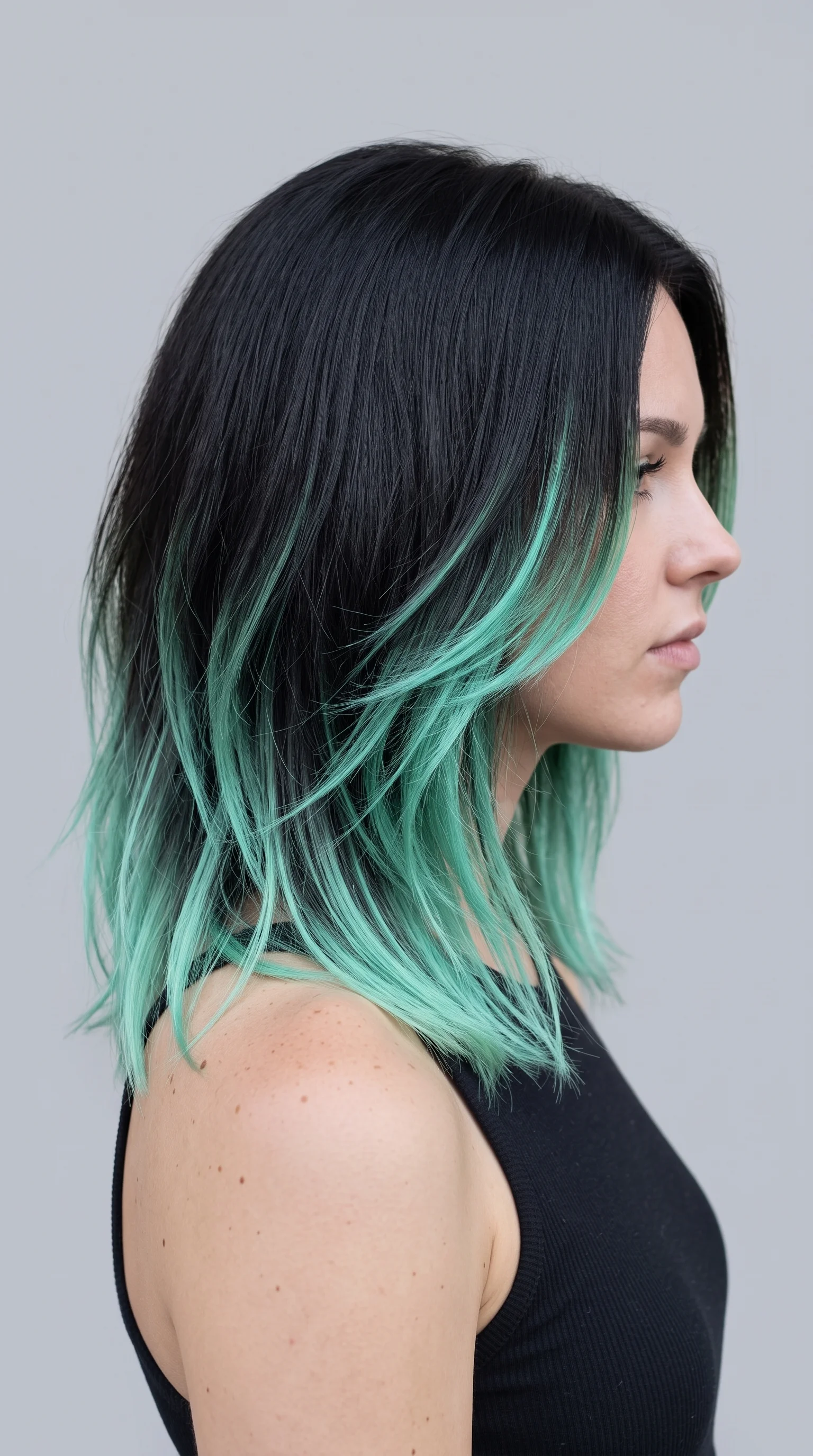 Mint Green Peekaboo Lob Hair Tint Color