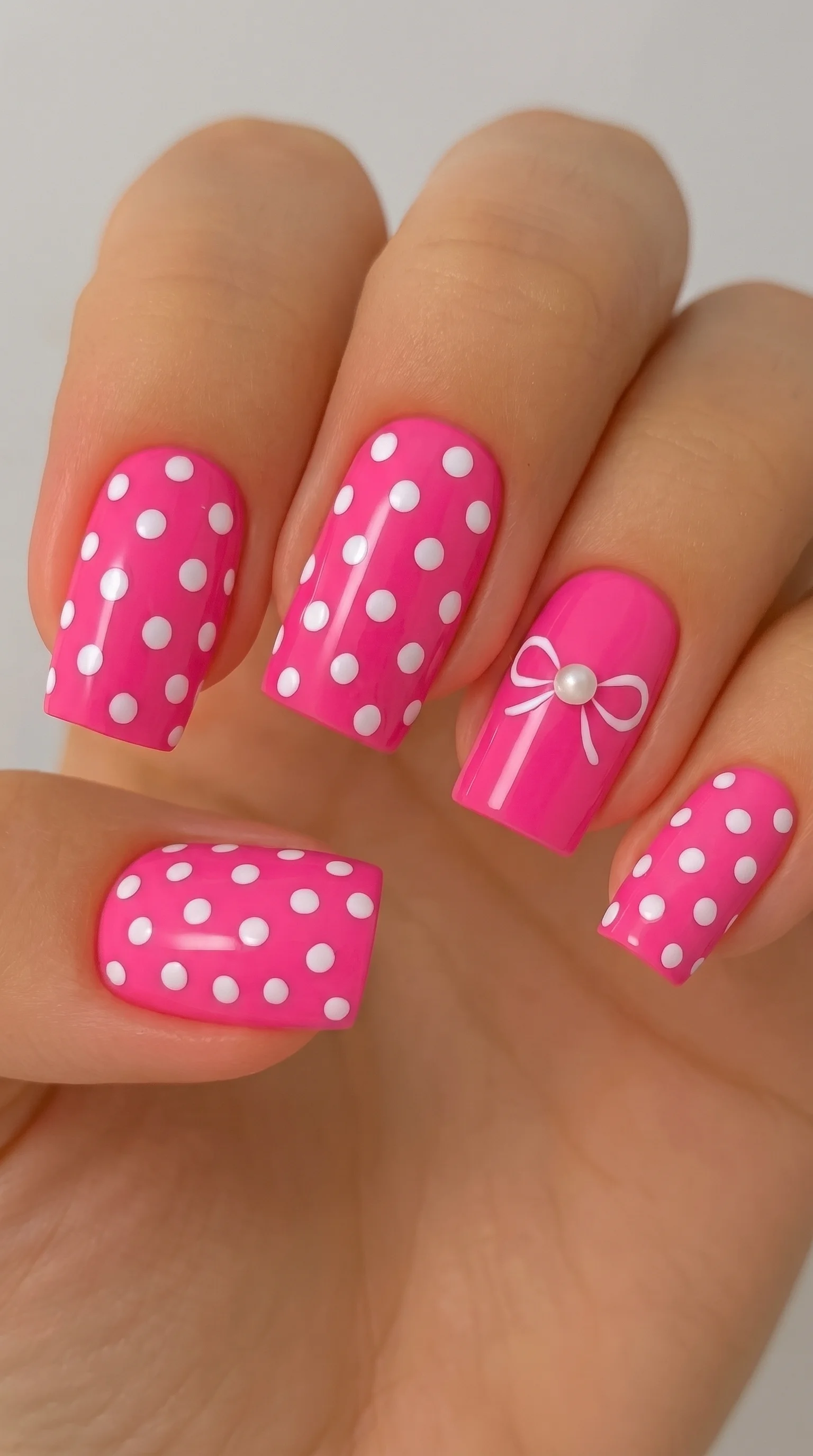 Bubblegum Bows & Polkas Nails