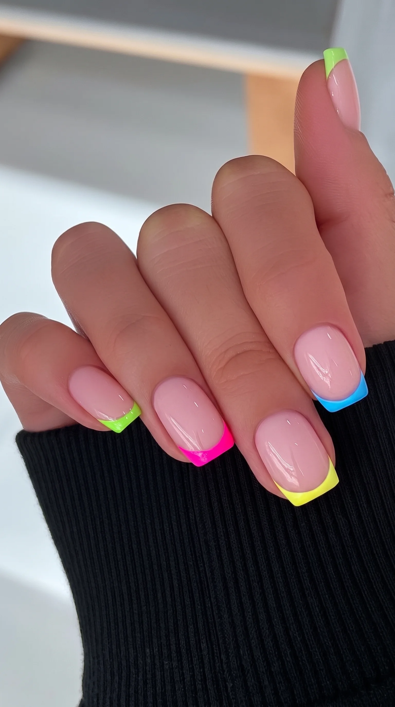 The Rainbow Pastel French Tip Nail Inspo