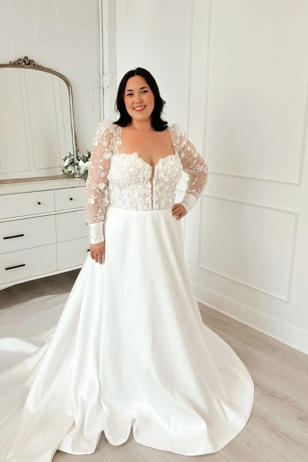 Lace Sleeves With Flowing Skirt
