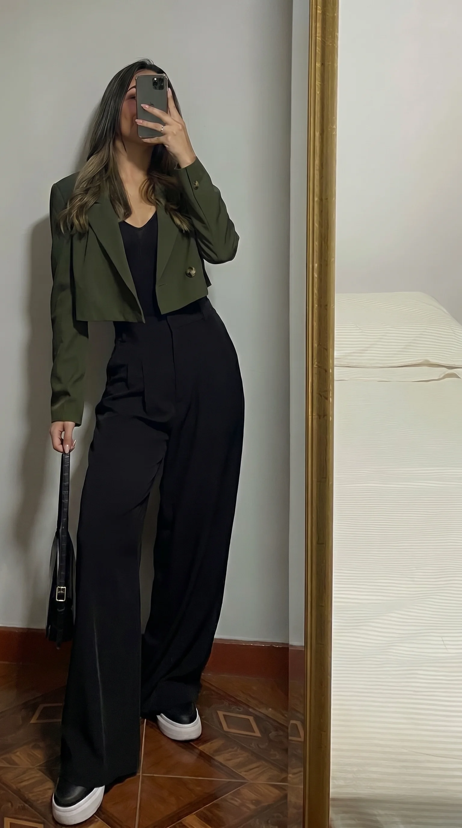 Olive Blazer with Sleek Black Basics