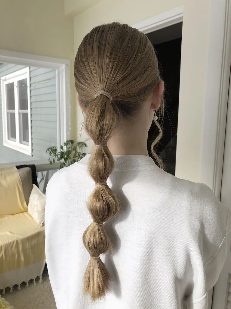 Sleek and Playful Bubble Ponytail Style