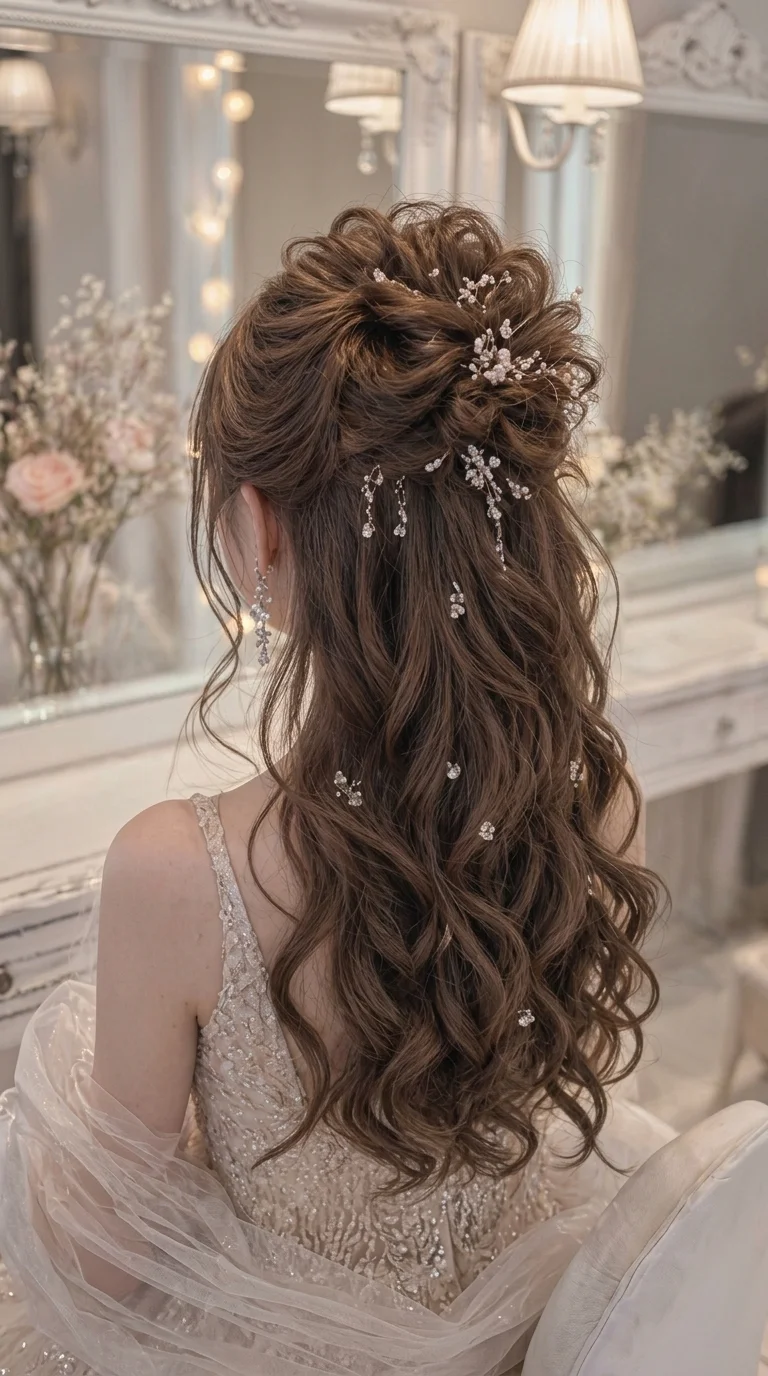 Whimsical Textured Half-Up Style