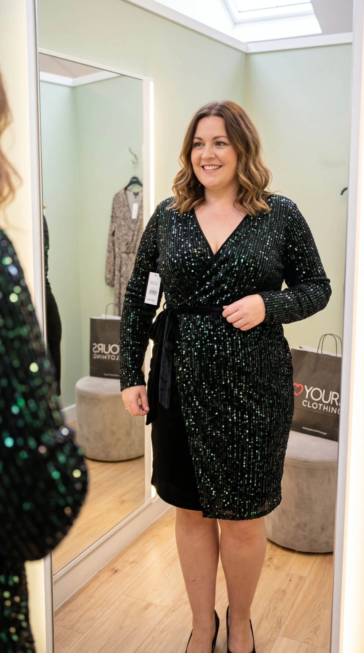 The Monochromatic Velvet Dream Emerald Green Velvet Wrap Dress Plus Size