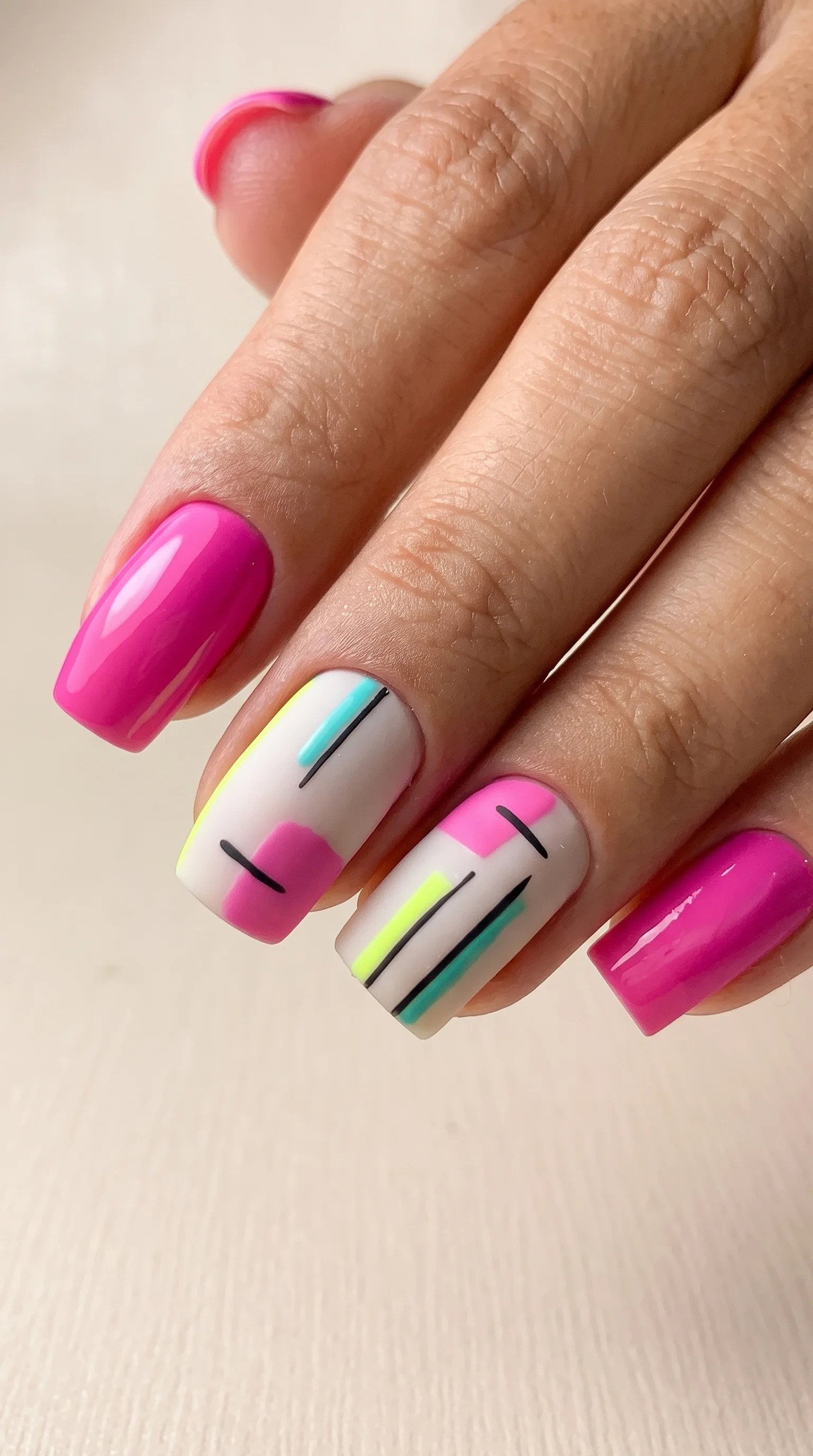 Retro Abstract Pop Nails Inspo