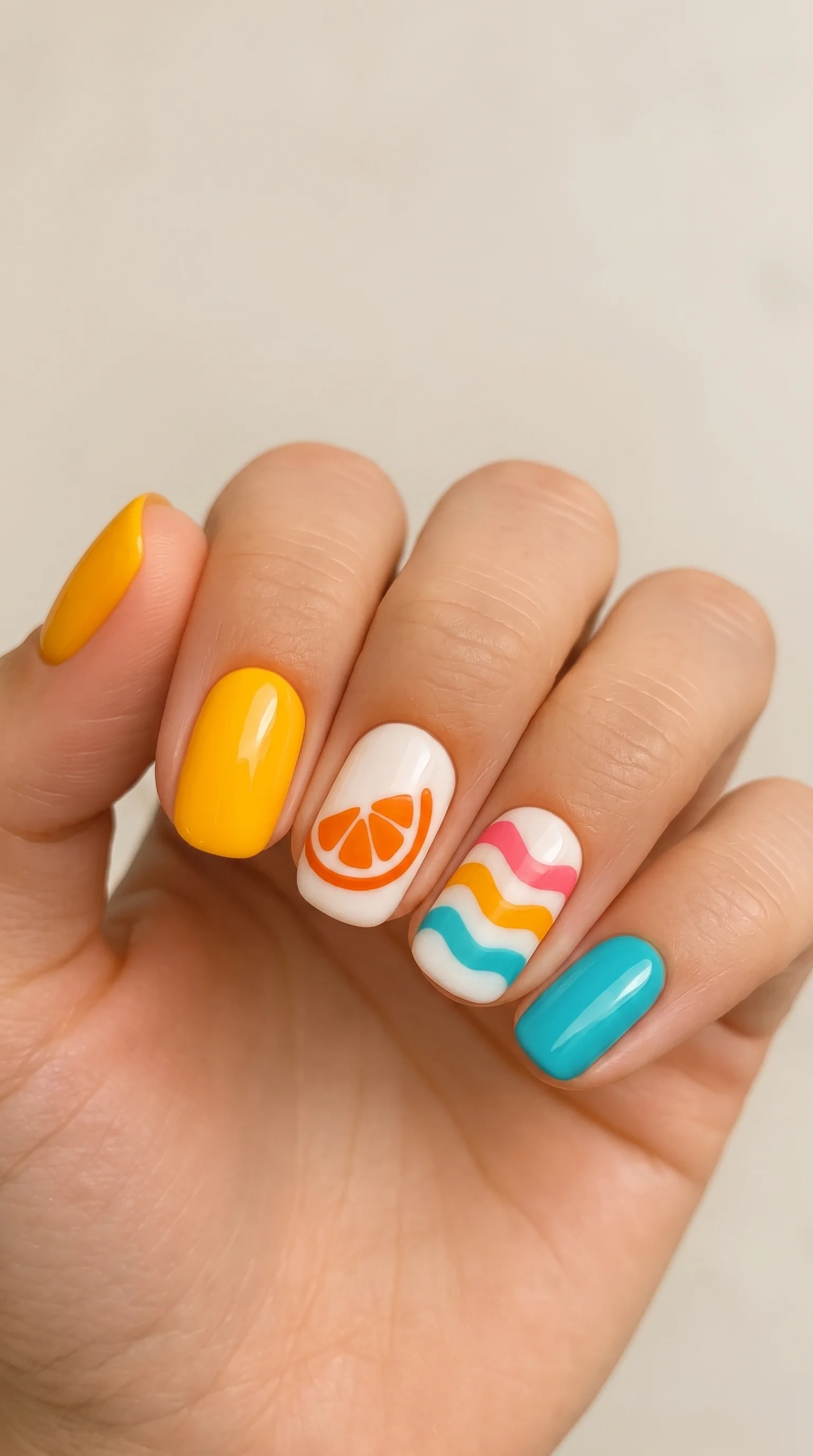 Citrus Summer Wave Nails Inspo