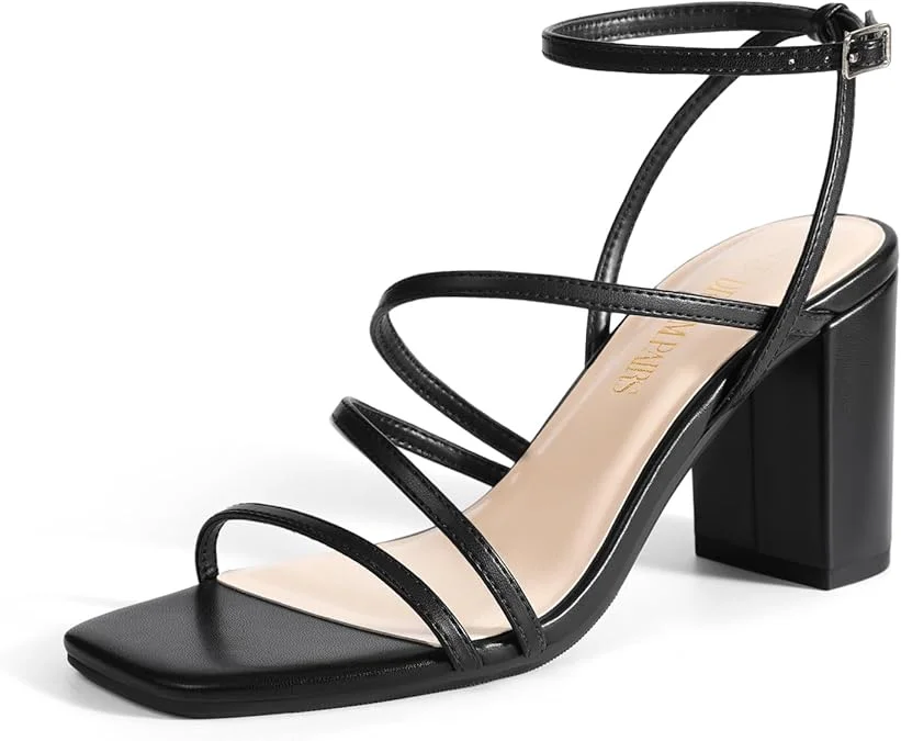 Chunky Block Strappy Heels