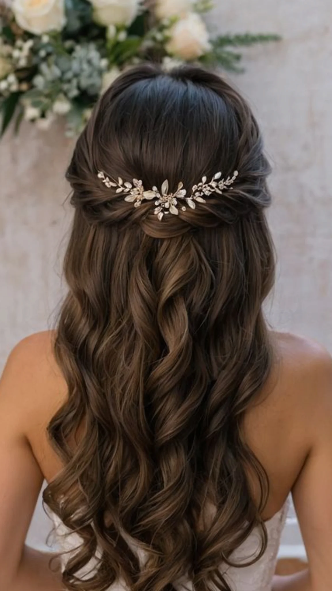 Floral Embellished Half-Up Style