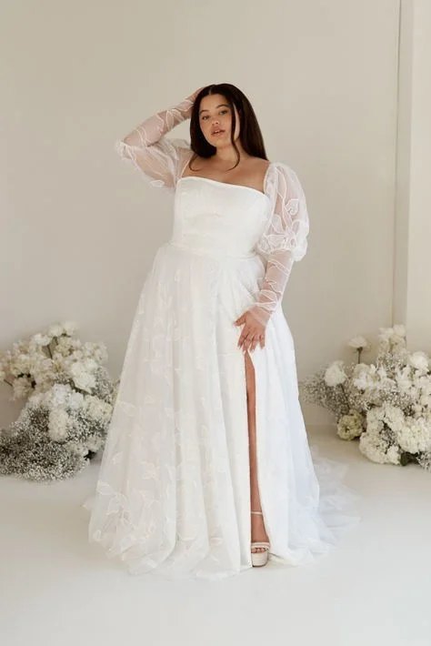 Romantic Puff Sleeve A-Line Gown