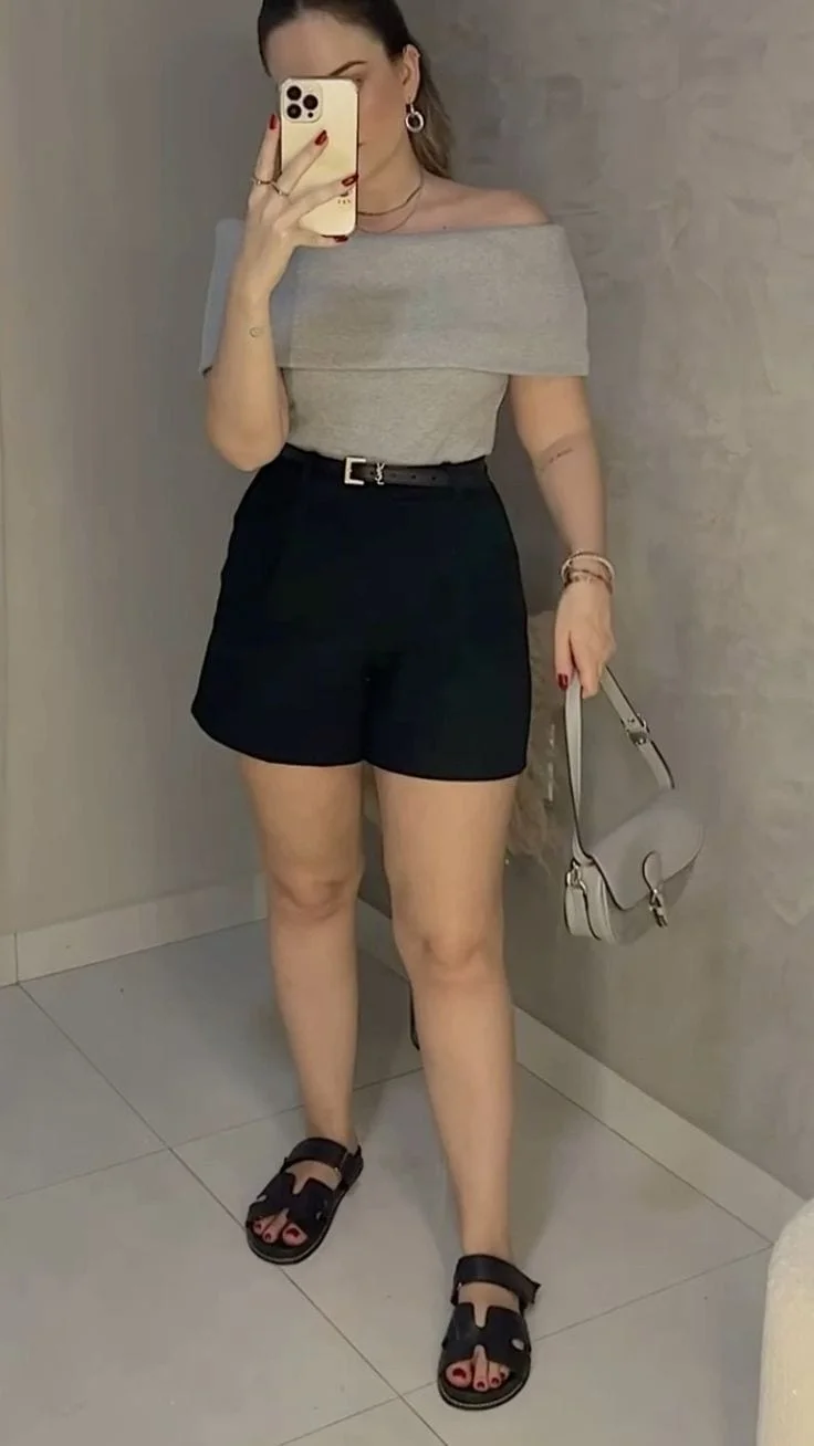Chic Off-Shoulder and Shorts Combo