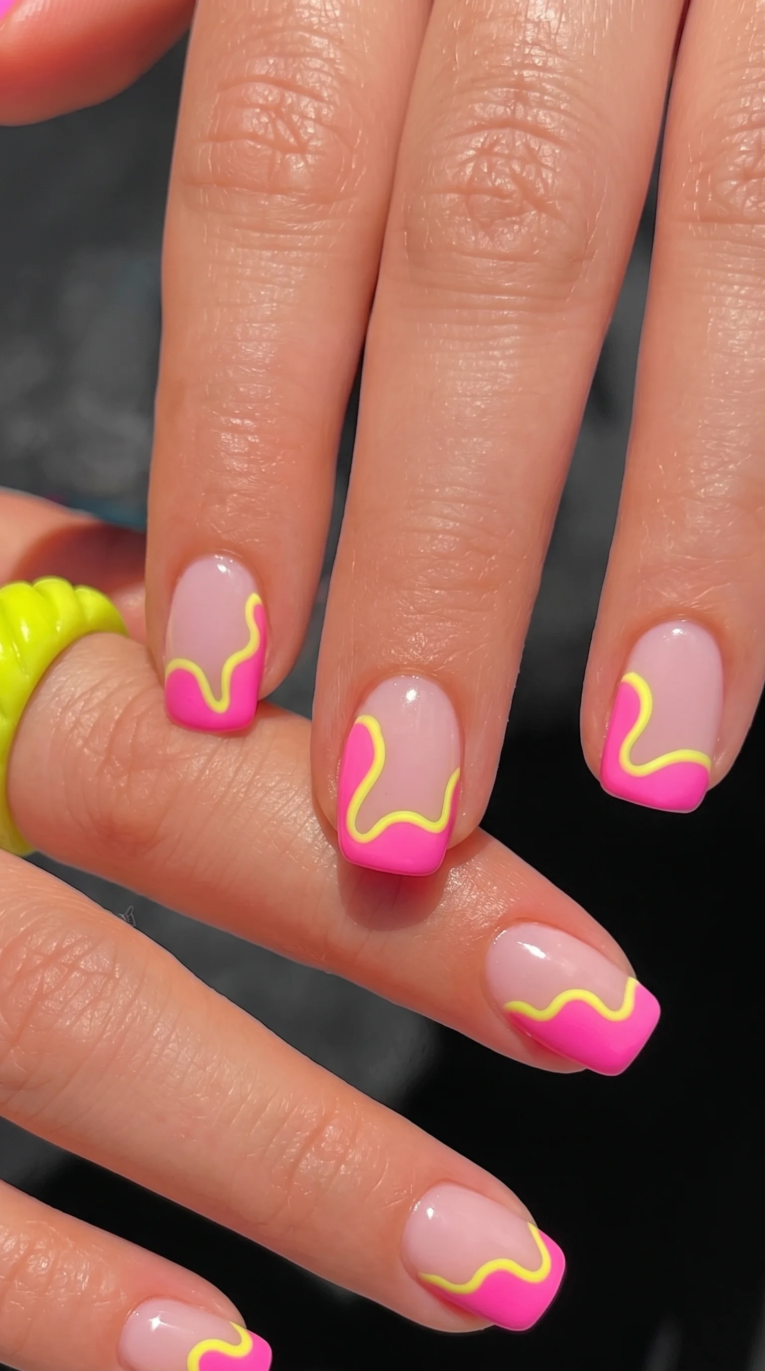 Retro Abstract Wavy French Nails