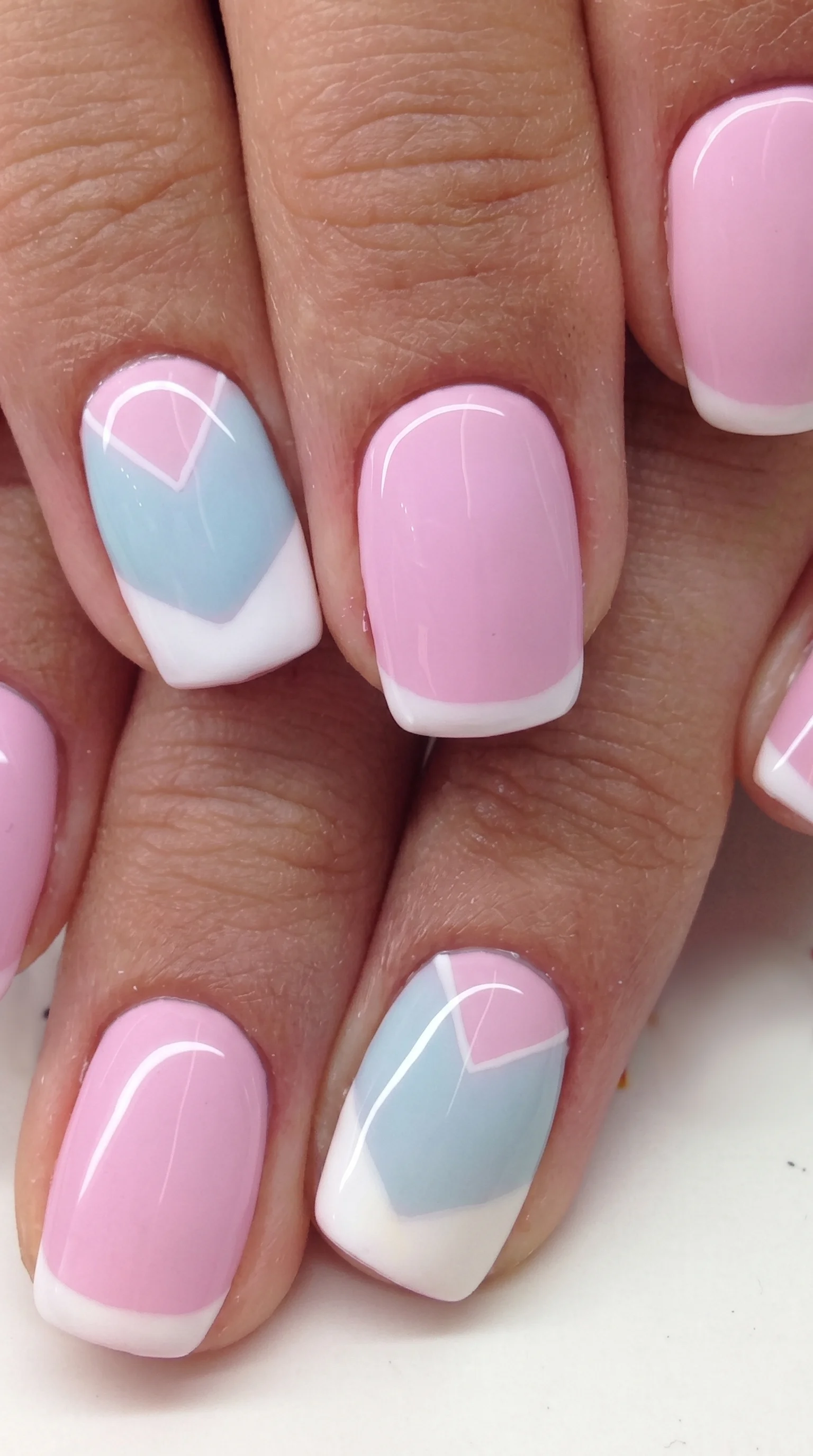 Pastel Chevron French Twist Nails