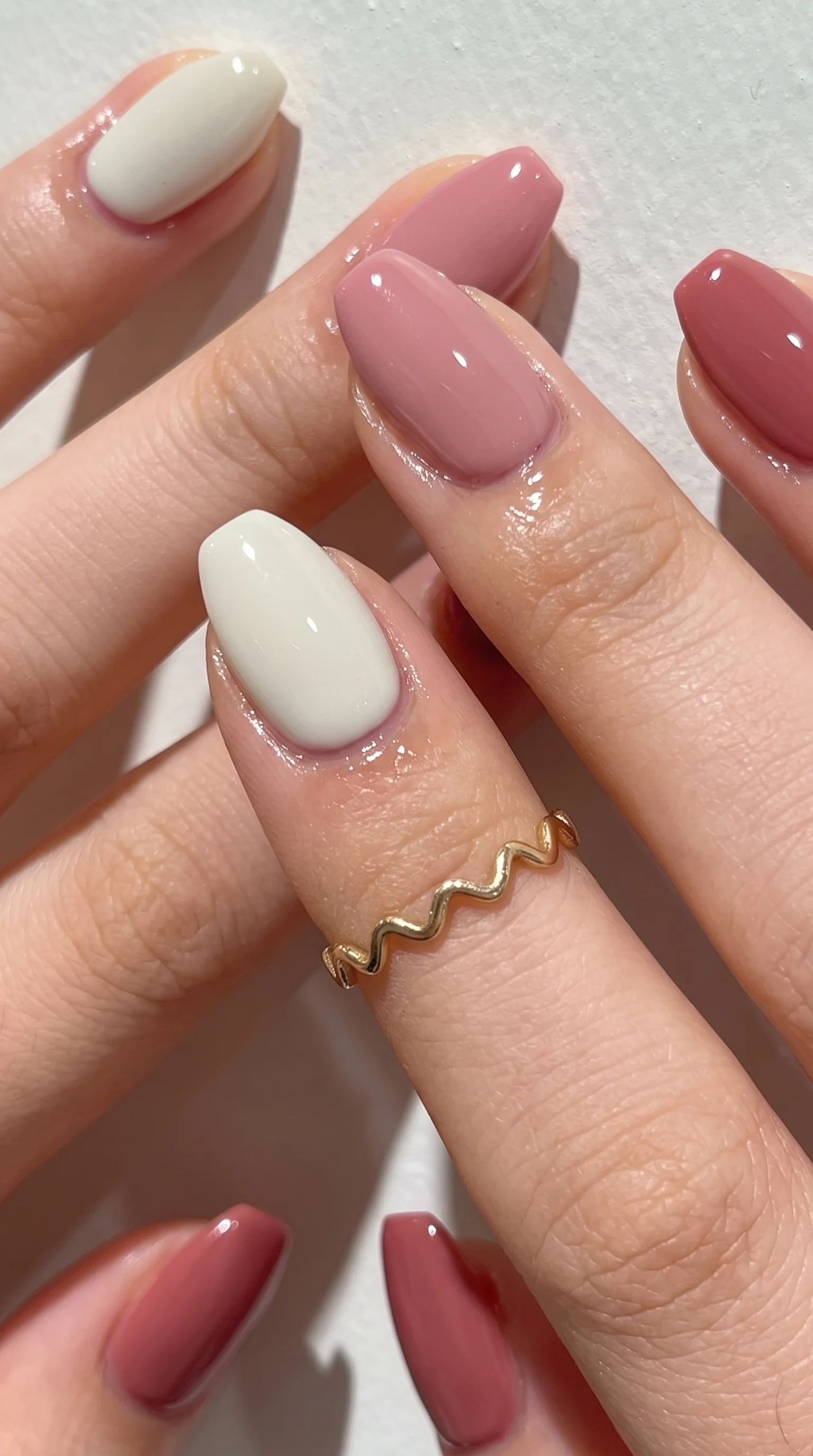 Dusty Rose & Milky Sage Skittle Minimalist Nails