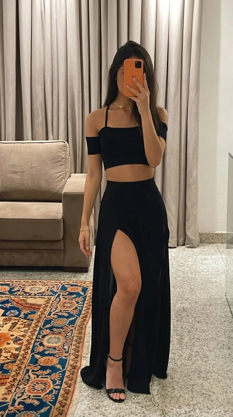 Casual-Cool Cutouts and Sneakers Maxi Skirts