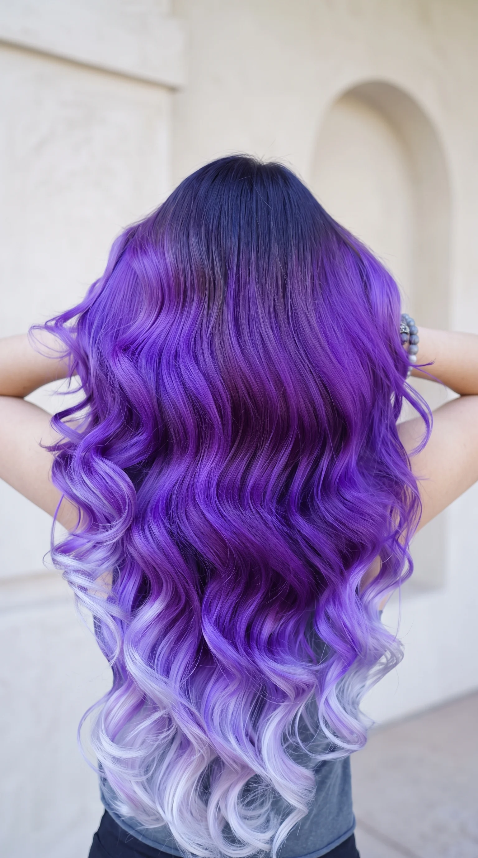 Vibrant Violet-to-Platinum Ombré Hair