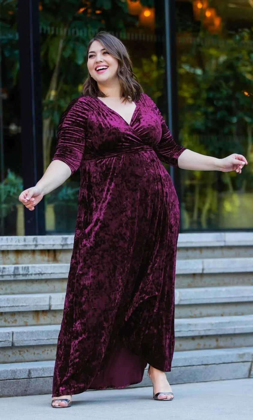 Luxe Crushed Velvet Wrap Maxi Dress