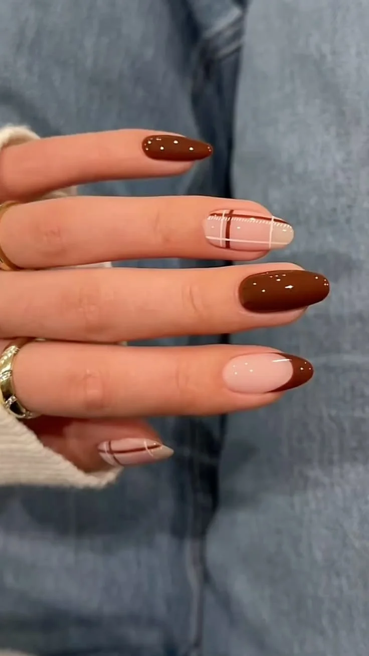 Espresso Plaid Picnic Summer Nails