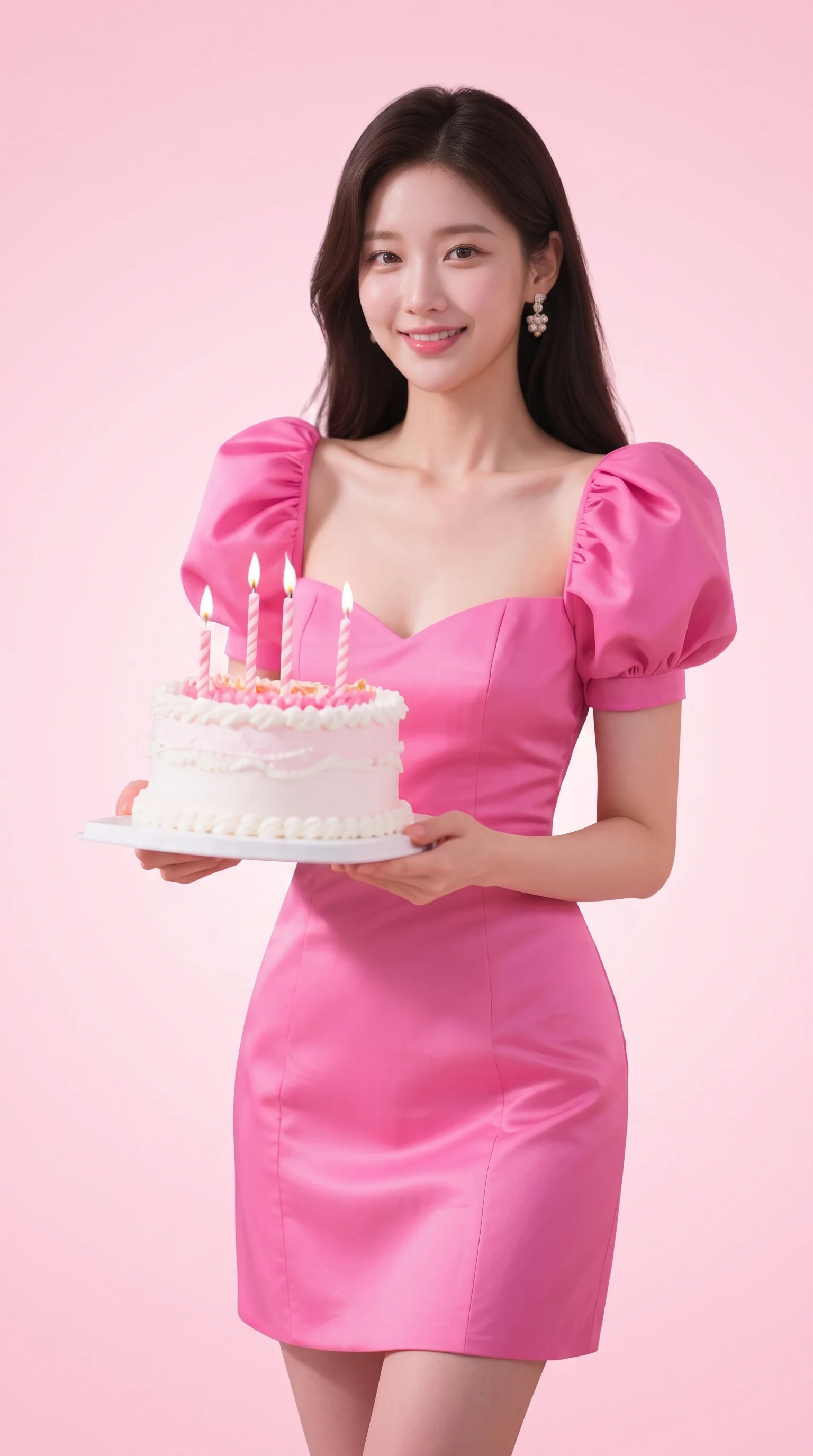 Barbie Pink Sweetheart Mini Dress with Puff Sleeves