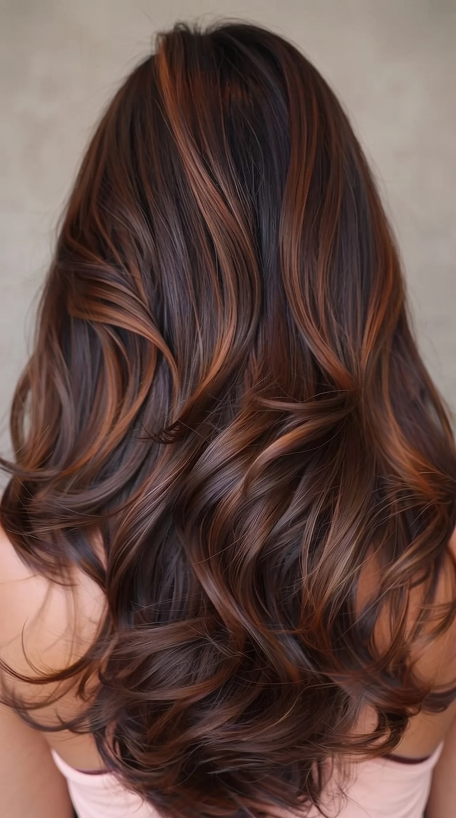 Warm Chestnut & Cinnamon Balayage Waves Trendy Hair Color