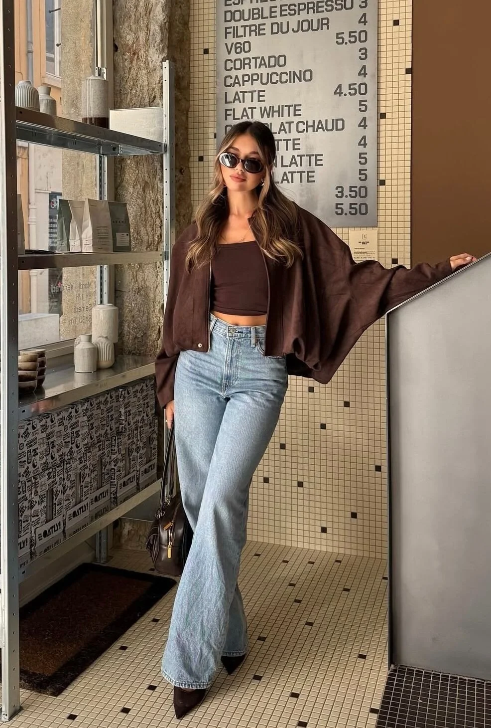 Chocolate Blazer With Crop Top Combo