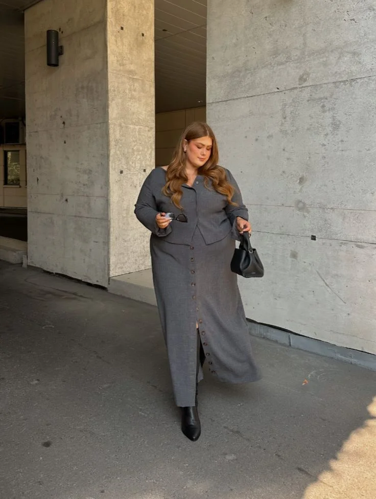 Sophisticated Gray Maxi Suit Ensemble