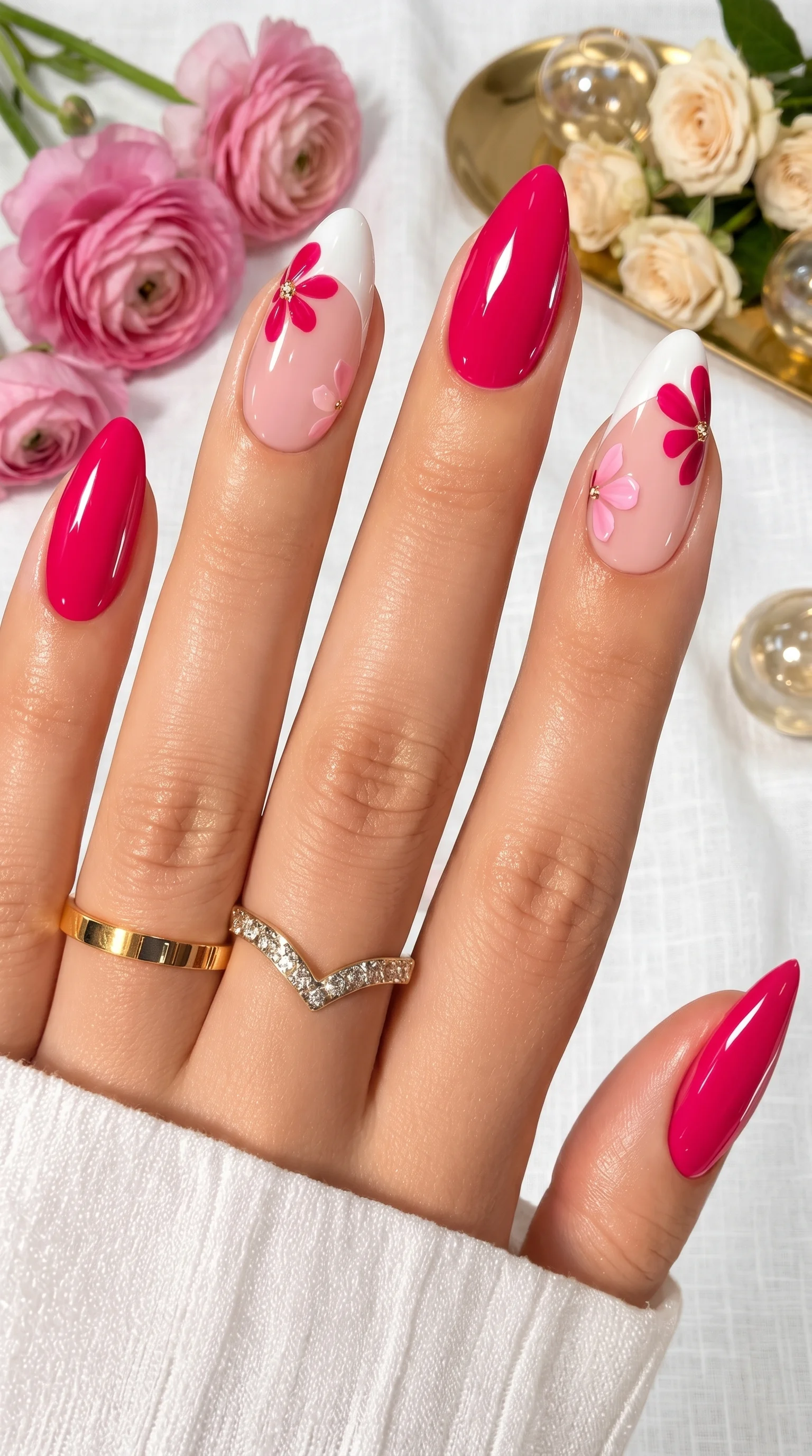 Hibiscus French Twist Summer Nail Design