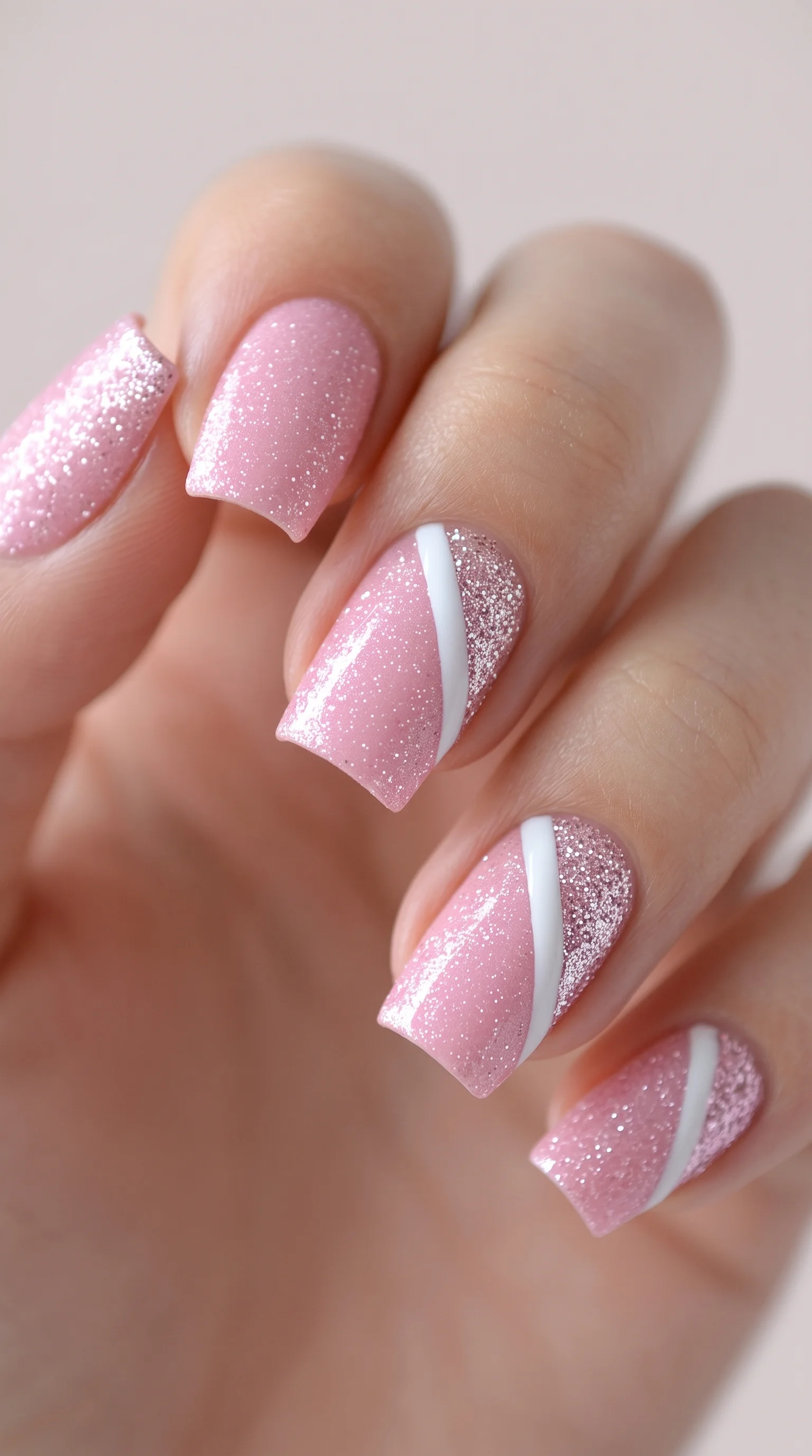 Pink Quartz & Rose Gold Swirl Nails