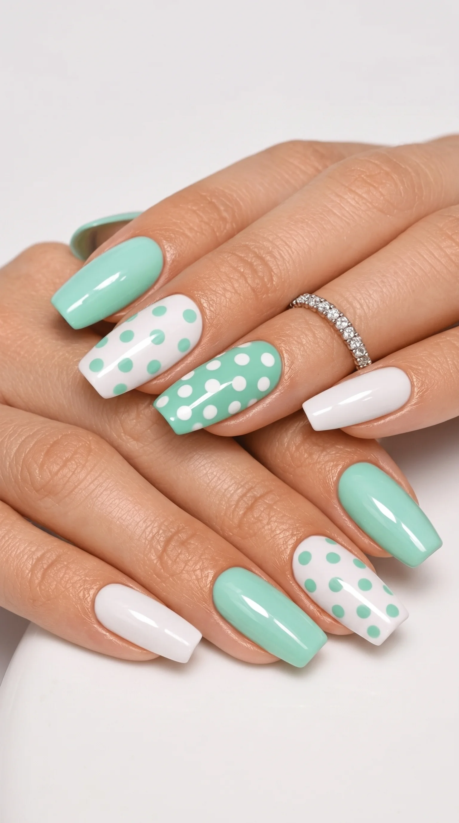 Mint Polka Perfection Nails