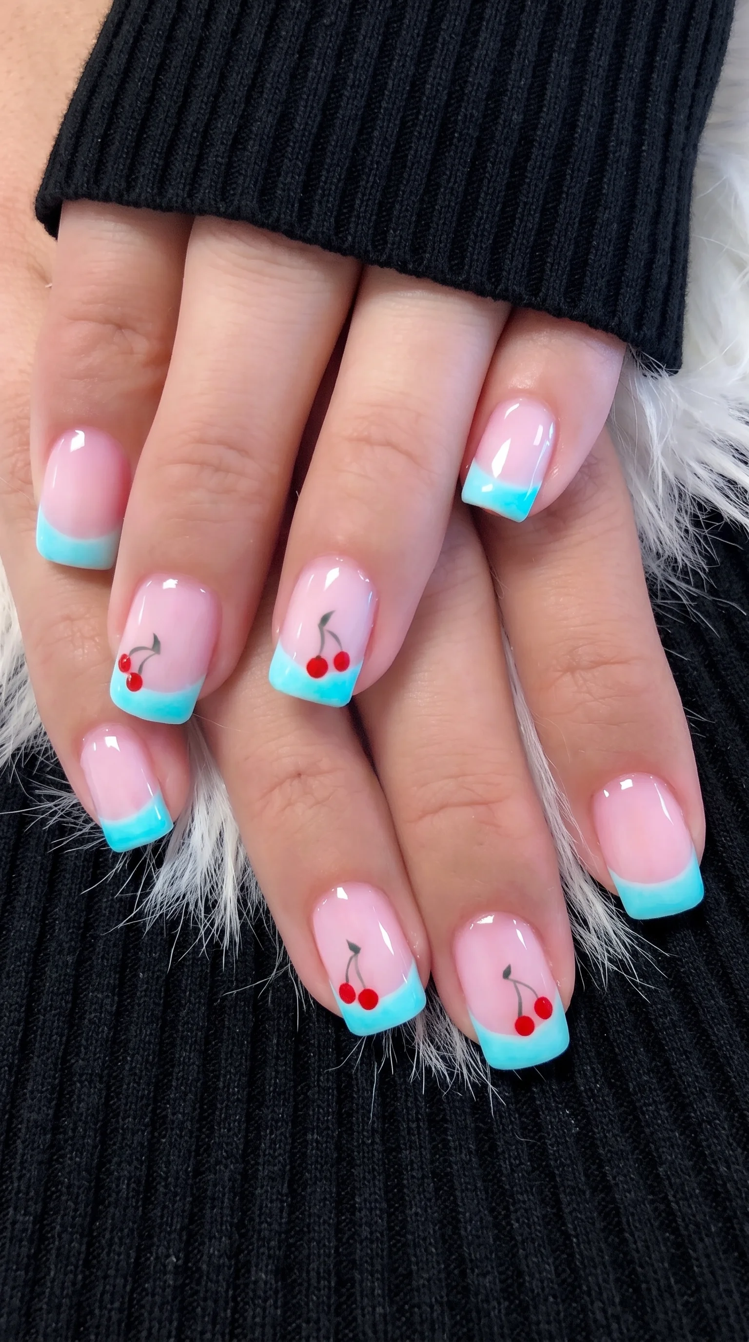 The Sweet Cherry French Tip Cute August Nails